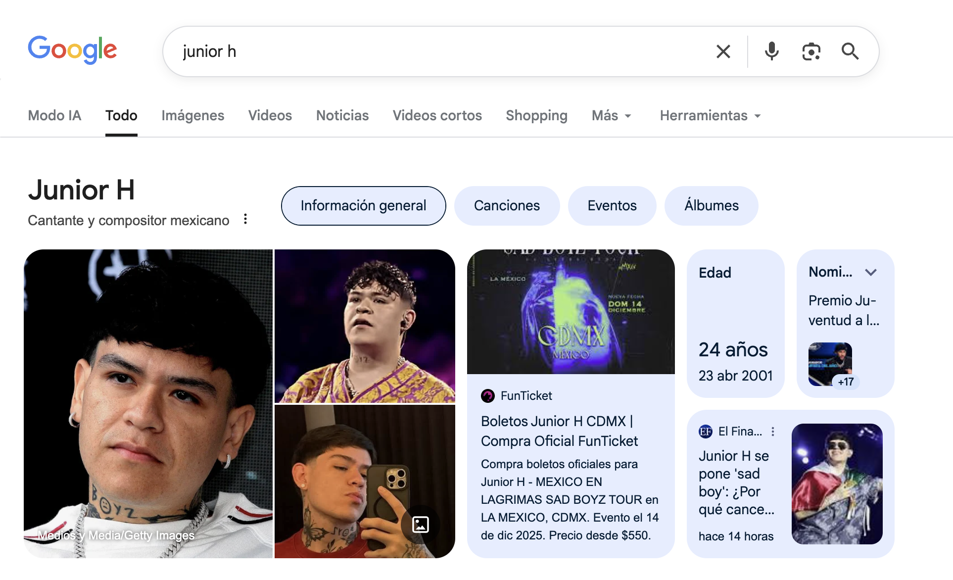 Posicionamiento para Junior H CDMX - FunTicket