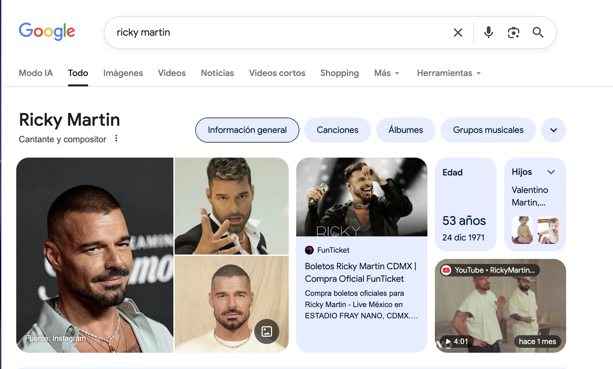 Posicionamiento para Ricky Martin - FunTicket